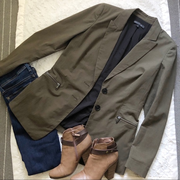 Lafayette 148 New York Jackets & Blazers - Lafayette 148 Olive Green Blazer with Zippers